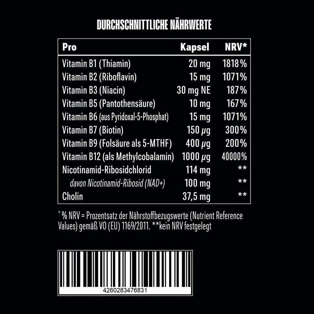 Big Zone Vitamin B Komplex Nährwerte pro Kapsel