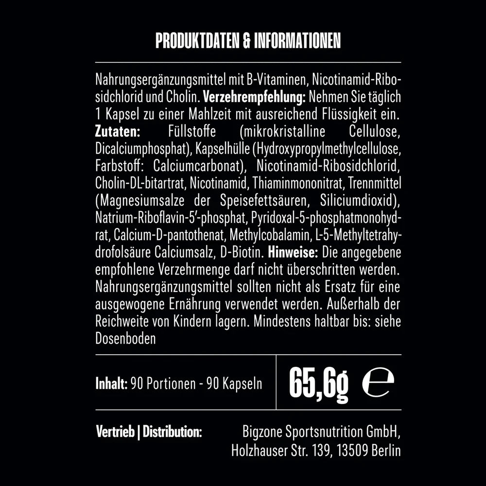 Big Zone Vitamin B Komplex Zutaten und Verzehrempfehlung