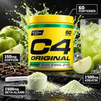 Cellucor C4 Original Pre-Workout Green Apple – 150mg Koffein, 1'600mg Beta-Alanin, 1'500mg Kreatin, 60 Portionen