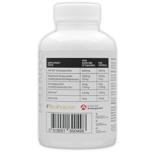 Conteh Sports Ashwagandha+ KSM-66 Kapseln mit Magnesium, Zink und Vitamin B6, Etikett