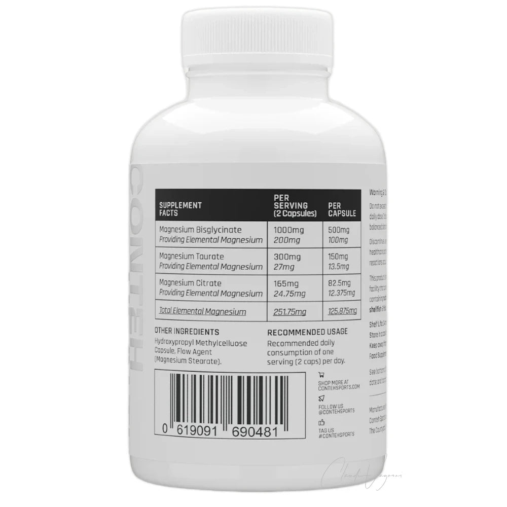 Conteh Sports Tri-Magnesium Complex 120 Kapseln mit Magnesium Bisglycinat, Taurat und Citrat, Detailansicht der Dose