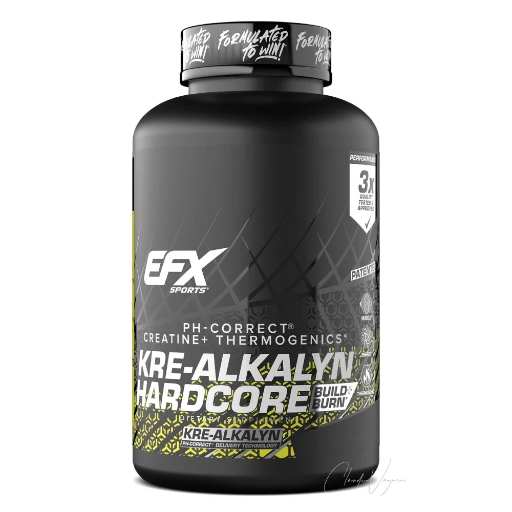 Dose EFX Sports Kre-Alkalyn Hardcore mit 120 Kapseln, gepuffertes Kreatin mit 180mg Koffein-Anhydrat pro Portion