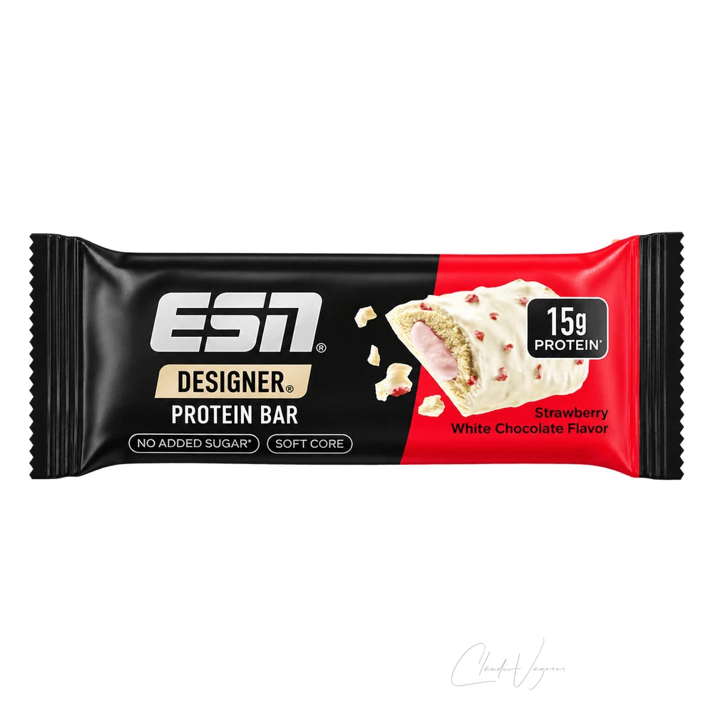 ESN Designer Bar 45g Strawberry White Chocolate – Proteinriegel ohne Zuckerzusatz