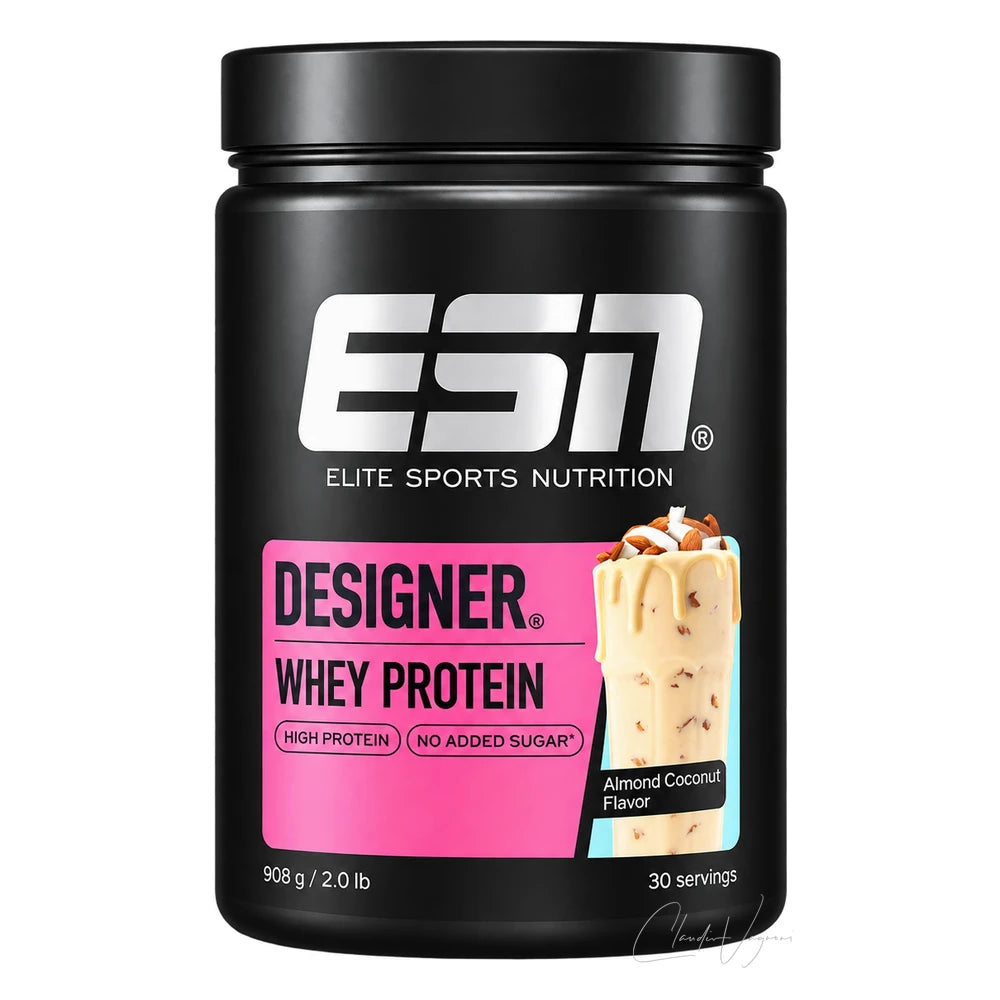 ESN Designer Whey Protein 908g Almond Coconut – Whey Proteinpulver ohne Zuckerzusatz