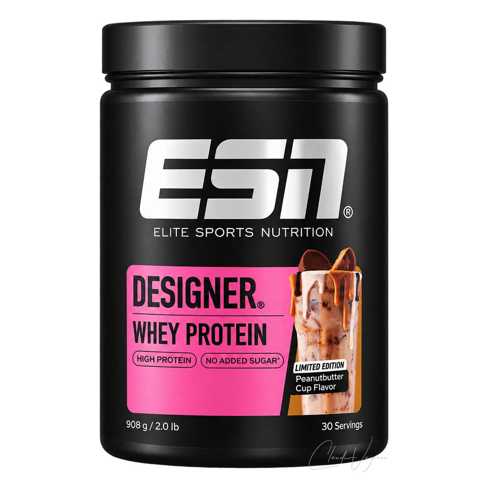 ESN Designer Whey Protein 908g Peanutbutter Cup – Whey Proteinpulver ohne Zuckerzusatz