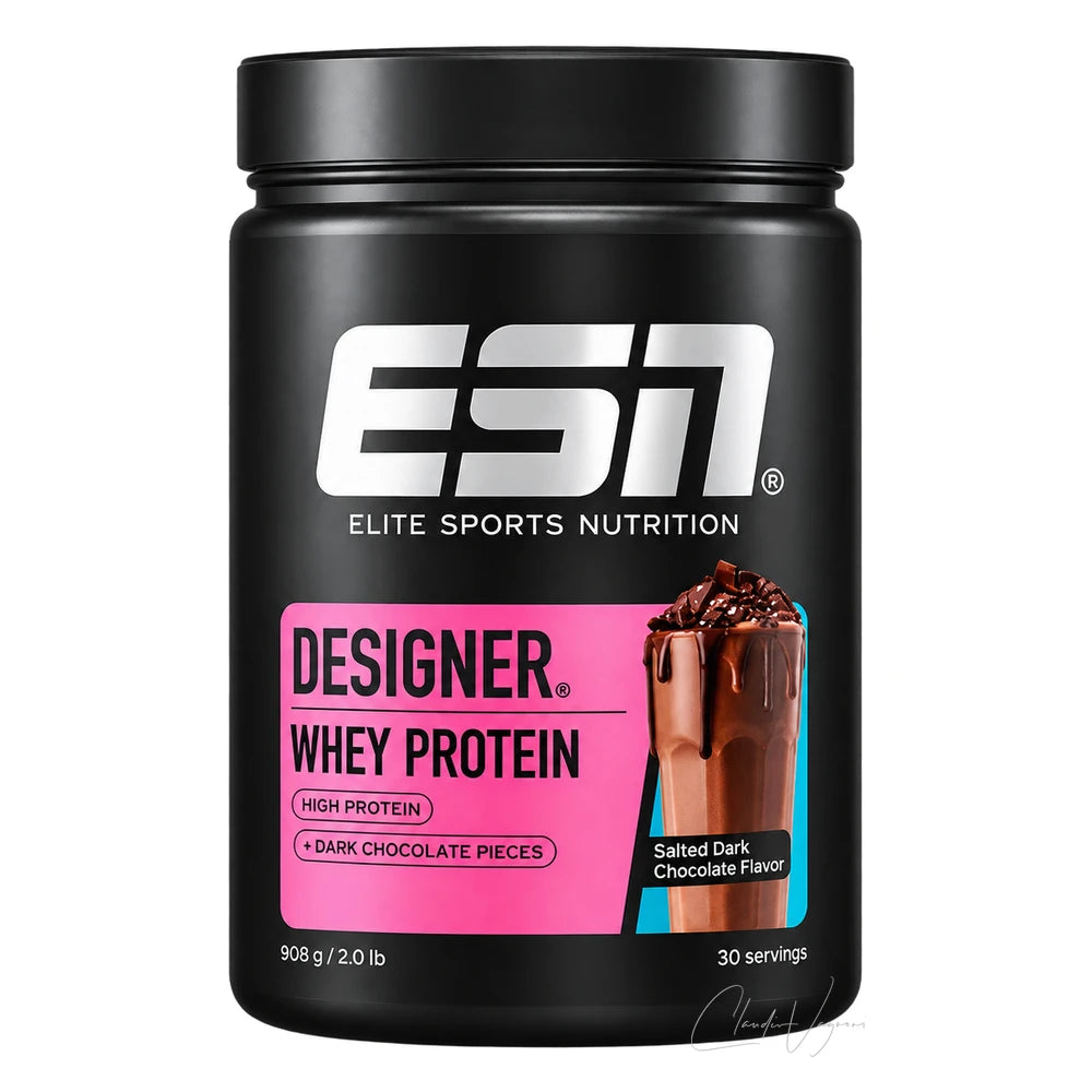 ESN Designer Whey Protein 908g Salted Dark Chocolate – Whey Proteinpulver ohne Zuckerzusatz