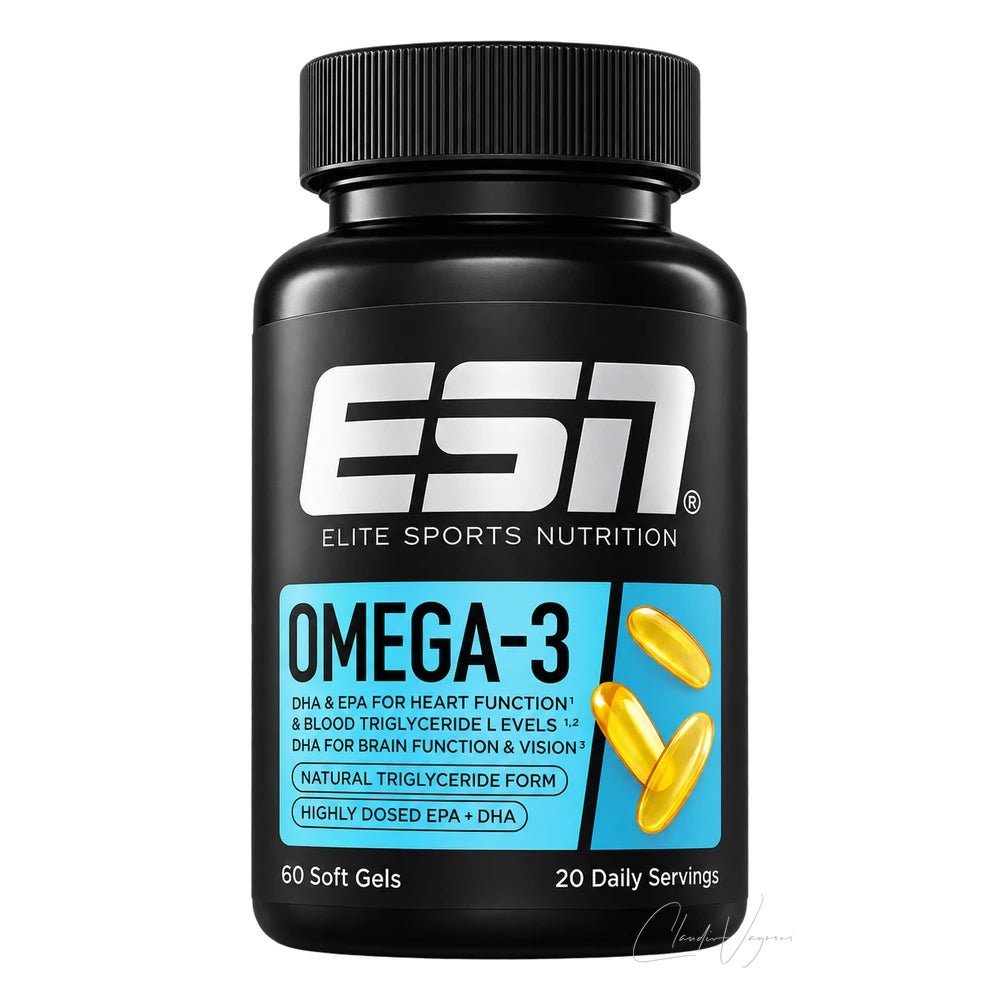 ESN Omega-3 Kapseln – 1'200mg EPA und 900mg DHA pro Portion, 60 Kapseln