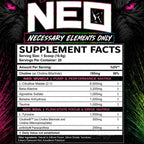 Etikett Inspired DVST8 NEO, Pre-Workout ohne Koffein, Supplement Facts mit allen Mengen pro 16,6g Scoop