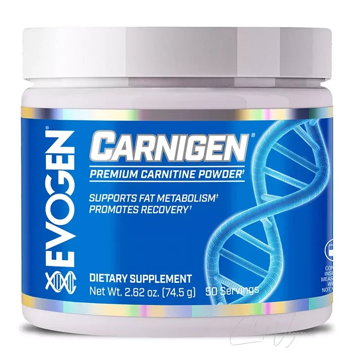Dose Evogen Carnigen L-Carnitin Pulver mit 1'000mg Carnitin-Blend aus drei Formen, 74,5g Inhalt für 50 Portionen
