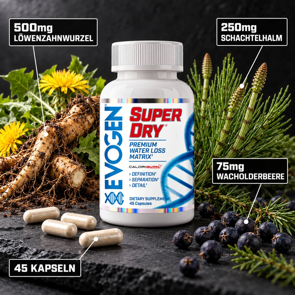 Evogen Super Dry – 500mg Löwenzahnwurzel, 250mg Schachtelhalm, 75mg Wacholderbeere, 45 Kapseln