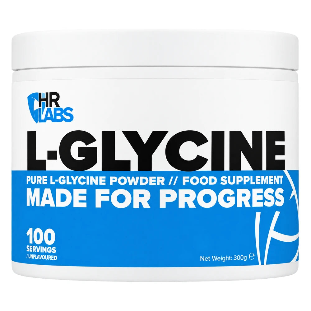 Dose HR Labs L-Glycine mit 300g reinem, fermentiertem Glycin Pulver, 3g pro Messlöffel für 100 Portionen, vegan und Halal