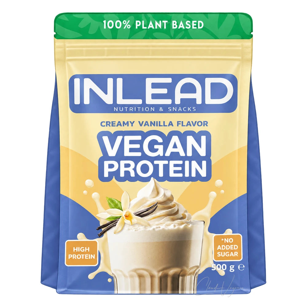 INLEAD Vegan Protein 500g Creamy Vanilla – veganes Proteinpulver mit 21g Protein, 7 Sorten