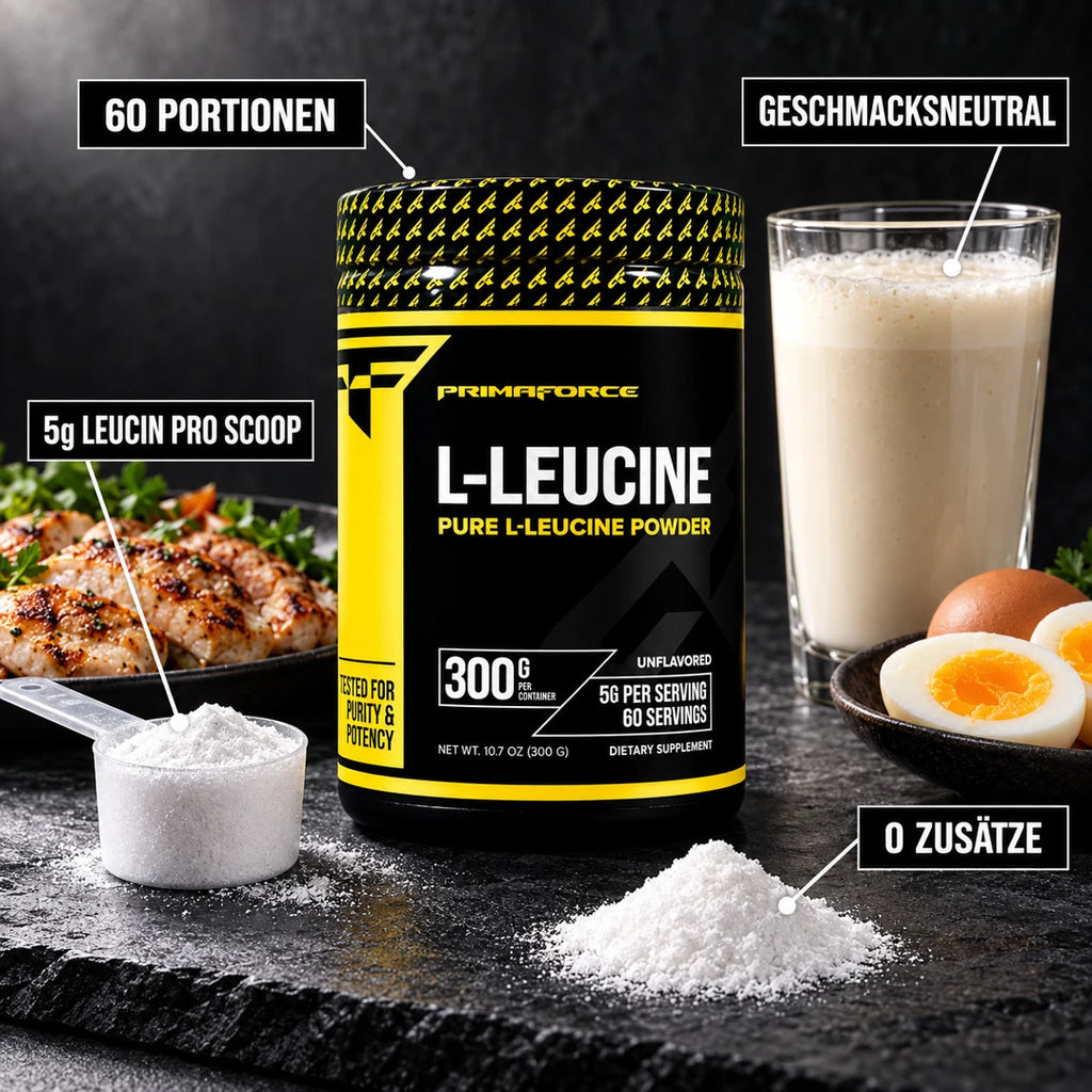 Leucin Pulver 5g pro Portion, 300g – 5g Leucin pro Scoop, geschmacksneutral, ohne Zusätze, 60 Portionen