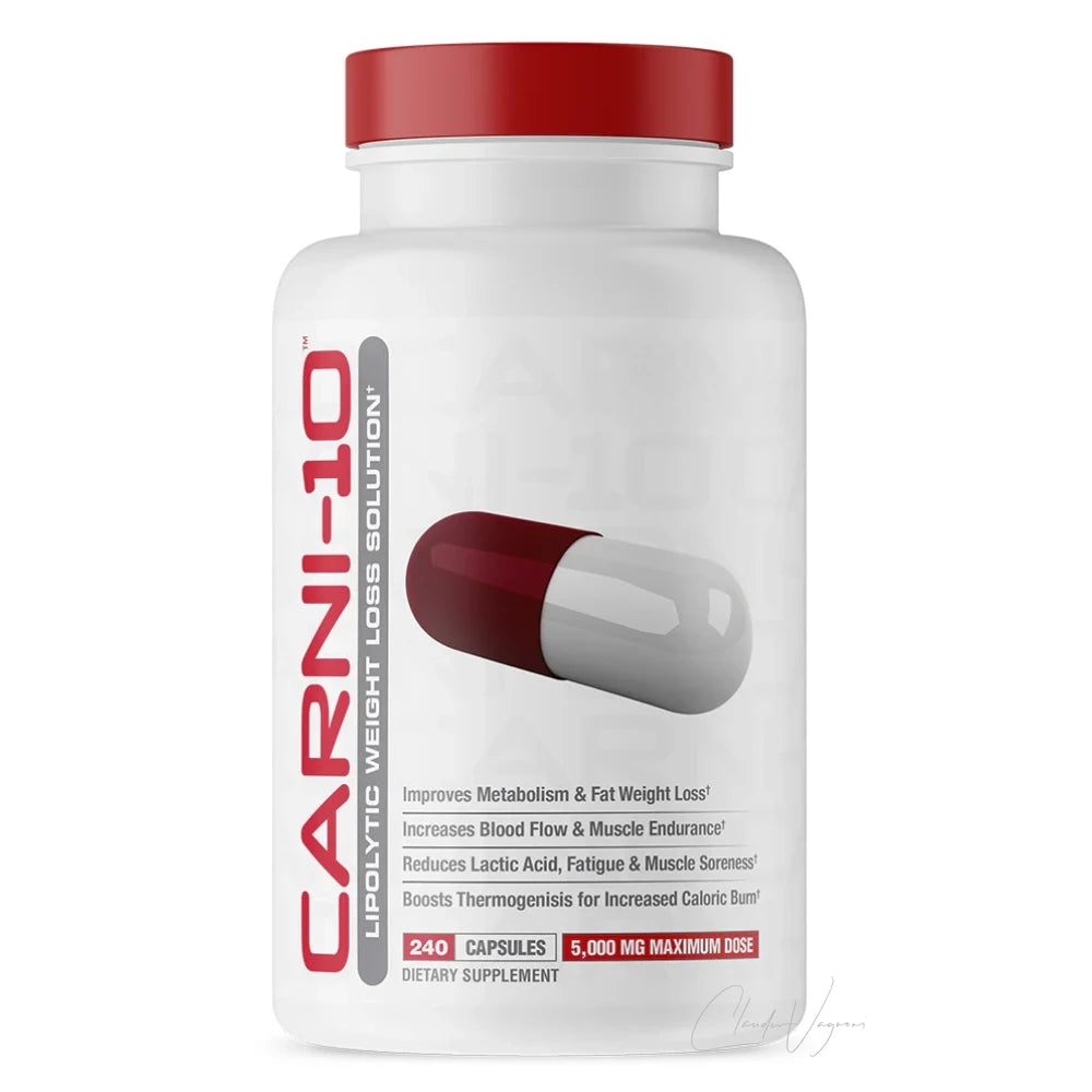 Dose Metabolic Nutrition Carni-10 mit 240 Kapseln, L-Carnitin Kapseln mit fünf Carnitin-Formen und 5'000mg pro Portion
