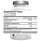 Nährwertangaben SNS GlucoVantage XT pro Kapsel: GlucoVantage Dihydroberberin, Zimtrinden-Extrakt 10:1 und BioPerine