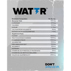 Nährwerttabelle HR Labs WATTR mit Kalium, Chlorid, Natrium, Magnesium, Taurin und B-Vitaminen pro Portion