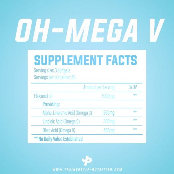 Nährwerttabelle TbJP Oh-Mega V, Omega 3 vegan mit Alpha-Linolensäure, Linolsäure und Ölsäure pro Portion