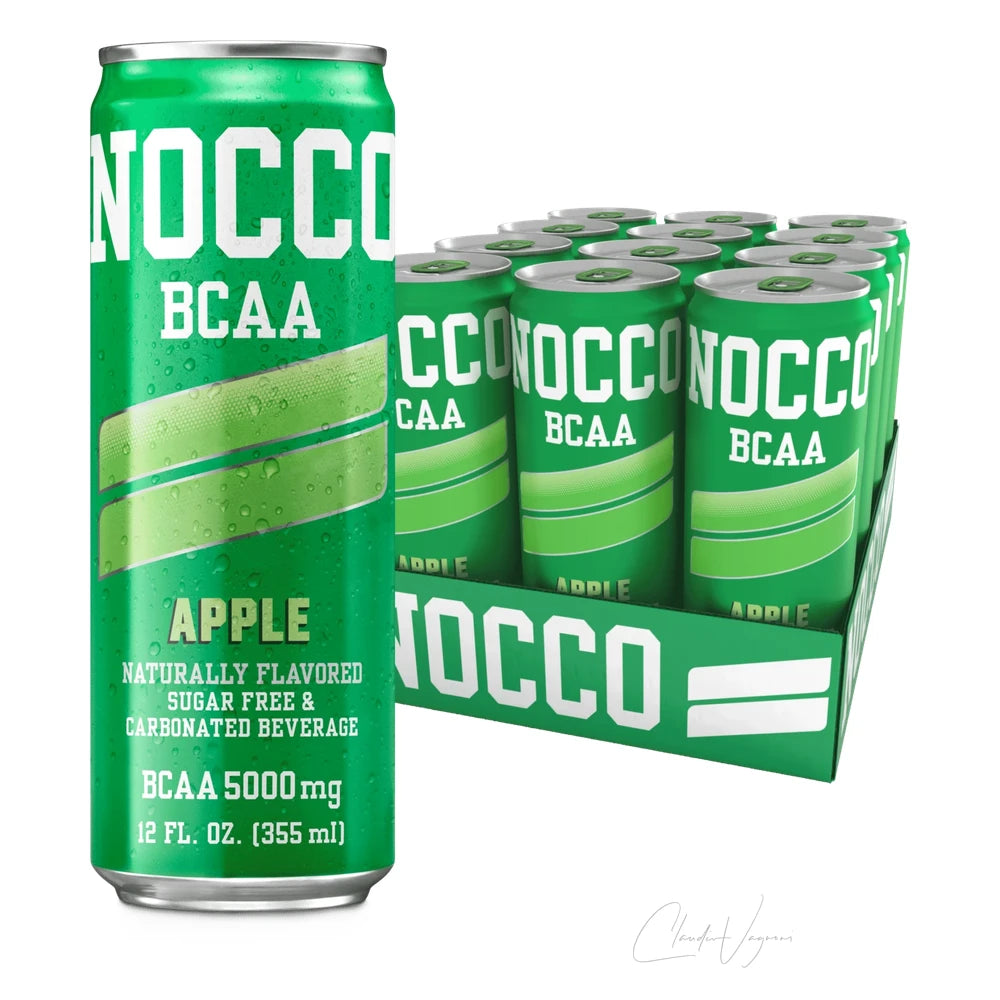 NOCCO BCAA Drink 24 x 330ml Apfel (BCAA+, koffeinfrei) – die ganze Kiste, zuckerfrei