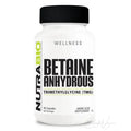 Dose NutraBio Betaine Anhydrous mit 90 Kapseln Betain (Trimethylglycin, TMG), 500mg pro Kapsel, auf weissem Hintergrund