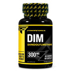 PrimaForce DIM Dose mit 60 vegetarischen Kapseln und 300mg Diindolylmethan pro Kapsel plus 5mg BioPerine auf weissem Grund