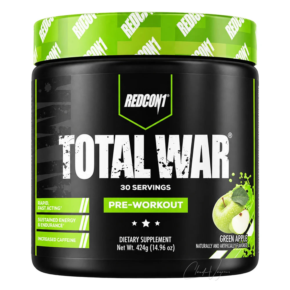 Redcon1 Total War Pre-Workout Green Apple – 320mg Koffein, 6'000mg Citrullin-Malat, 30 Portionen