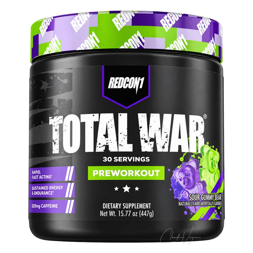 Redcon1 Total War Pre-Workout Sour Gummy Bear – 320mg Koffein, 6'000mg Citrullin-Malat, 30 Portionen