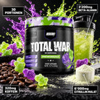 Redcon1 Total War Pre-Workout Sour Gummy Bear – 320mg Koffein, 6'000mg Citrullin-Malat, 3'200mg Beta-Alanin, 30 Portionen