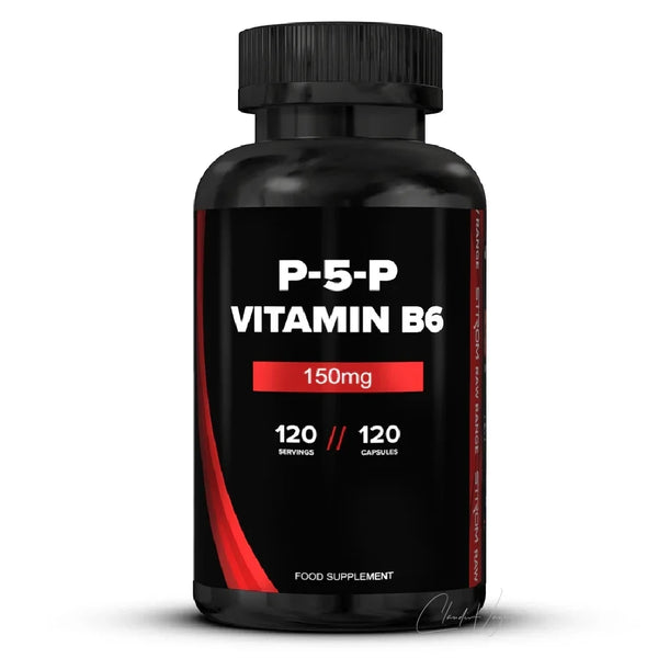Schwarze Dose P5P Vitamin B6 150mg mit 120 Kapseln Pyridoxal-5-Phosphat, aktives Vitamin B6 für 120 Portionen