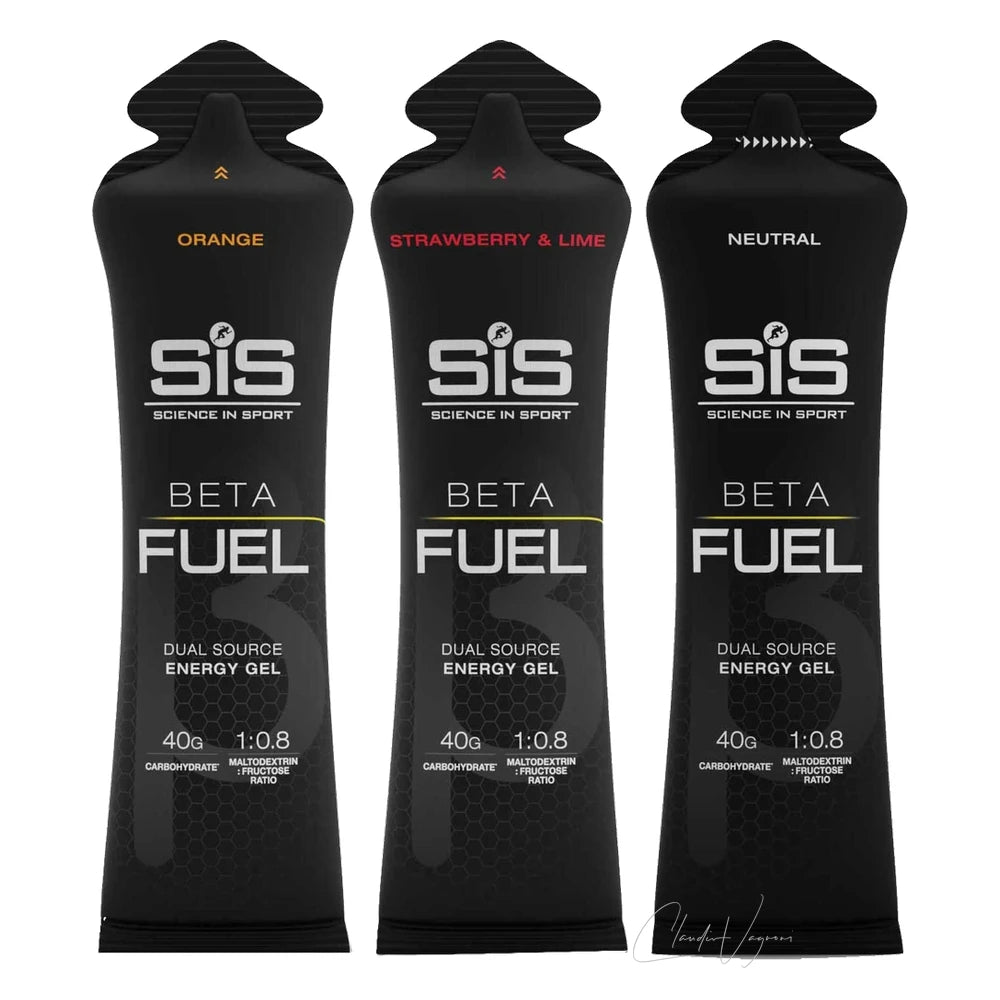 SiS Beta Fuel Energy Gel 60ml in Orange, Erdbeere & Limette und Neutral – 40g Kohlenhydrate im Verhältnis 1:0,8, ohne Koffein