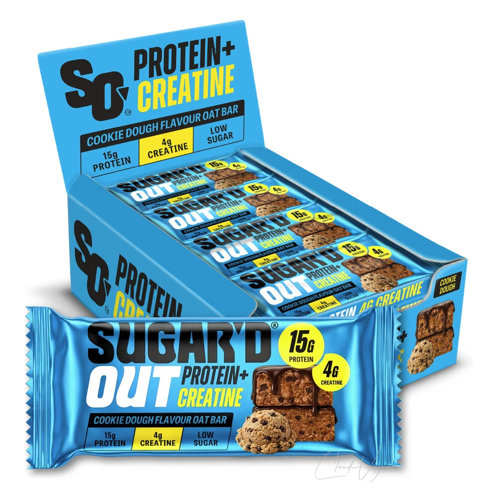 Sugar'd Out Protein + Creatine Bar 12 x 68g Cookie Dough – Proteinriegel mit 4g Kreatin