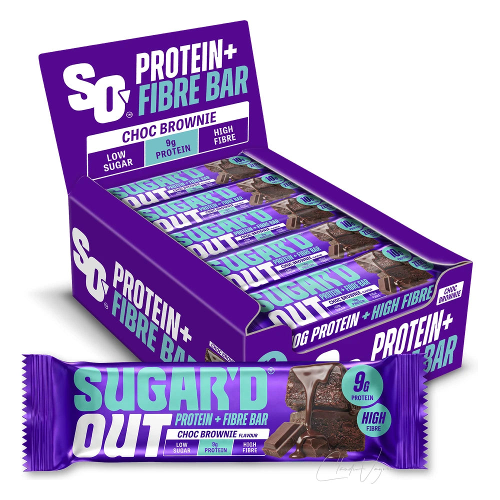 Sugar'd Out Protein + Fibre Bar 15 x 62g Choc Brownie – Proteinriegel mit Ballaststoffen