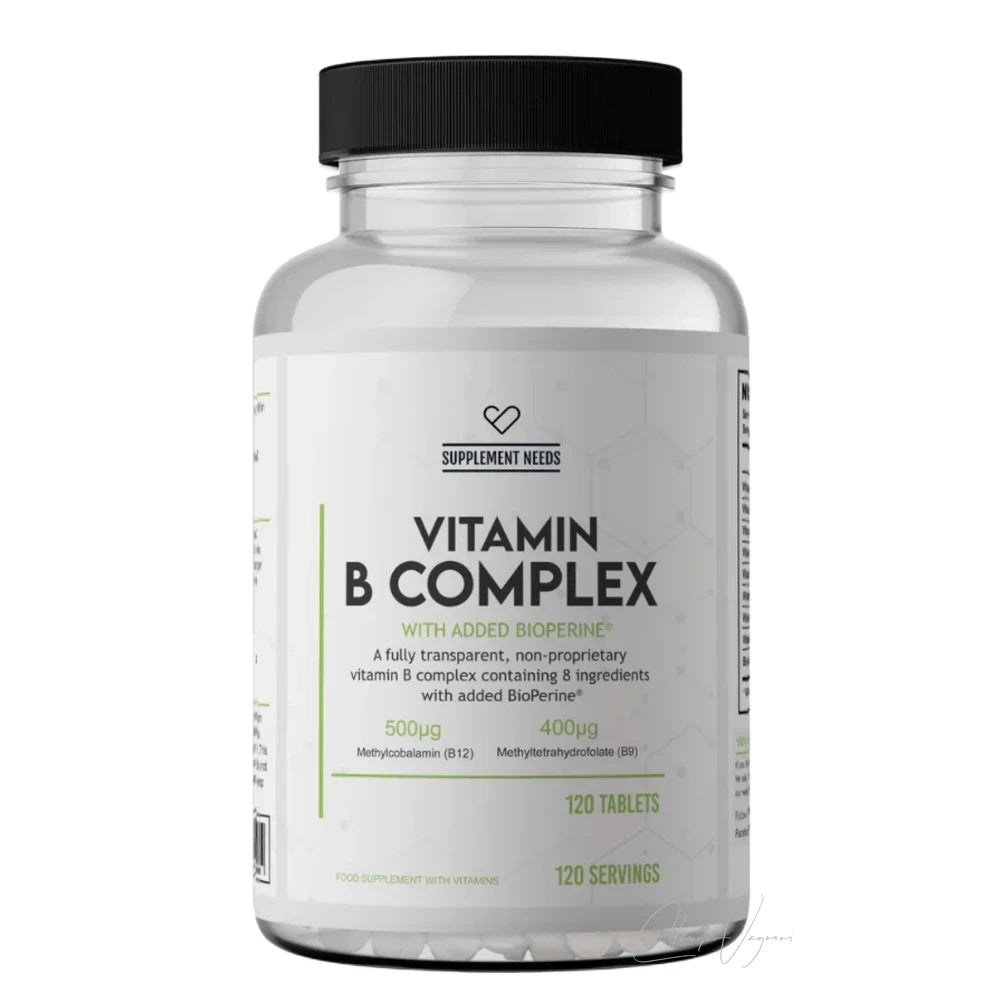 Dose Supplement Needs Vitamin B Complex mit BioPerine, 120 Tabletten Vitamin B Komplex mit acht B-Vitaminen in aktiver Form