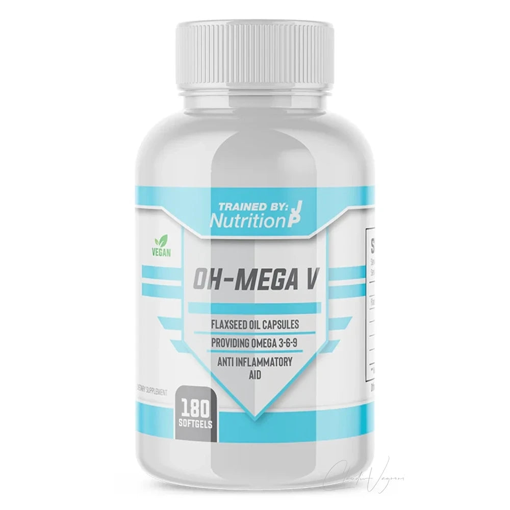 Dose TbJP Oh-Mega V mit 180 veganen Softgels, Omega 3 vegan aus Leinsamenöl mit 1'650mg ALA pro Portion