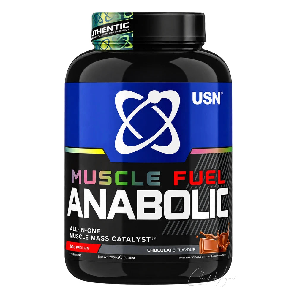 USN Muscle Fuel Anabolic Chocolate – All-in-One Gainer mit 54g Protein und Kreatin 2kg