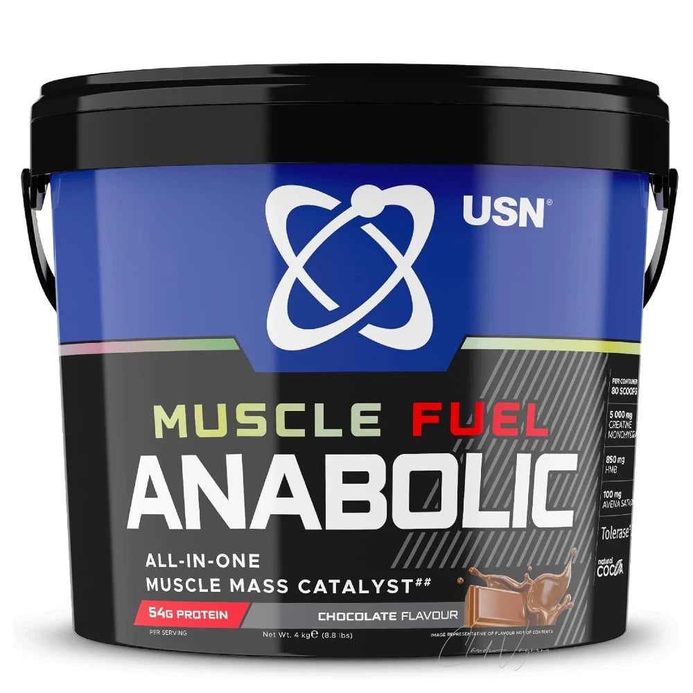 USN Muscle Fuel Anabolic Chocolate – All-in-One Gainer mit 54g Protein und Kreatin 4kg