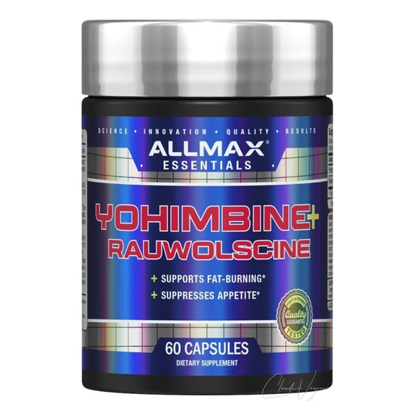 Dose Yohimbine Plus mit Kapseln aus 3mg Yohimbin HCl und 500 Mikrogramm Rauwolscine pro Kapsel ohne Koffein Vorderseite